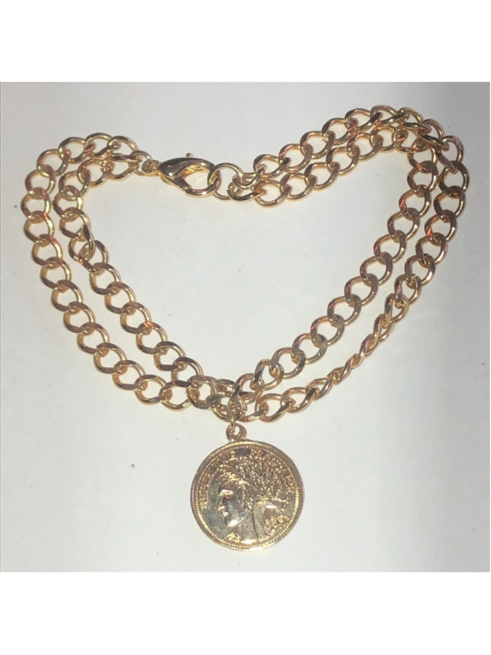 Vintage Gold Tone Faux Coin Chain Bracelet
